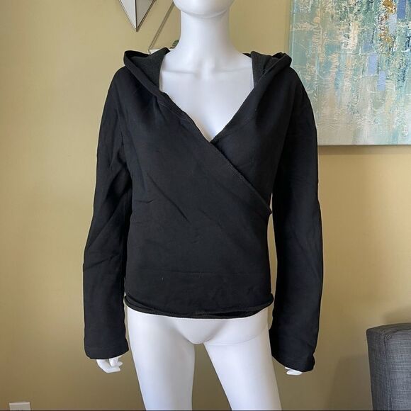 Black Bell Sleeve Wrap Hoodie - Picture 3 of 7